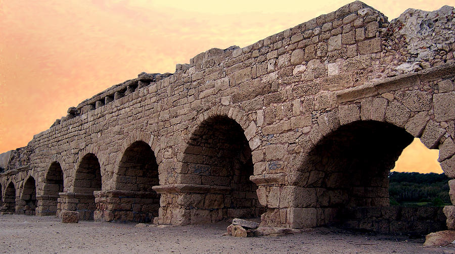 Aqueduct at Caesarea   Photograph by David T Wilkinson