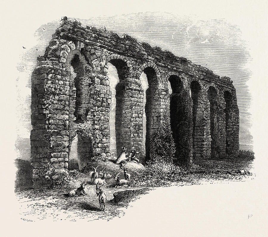 Aqueduct On The Campagna, Rome And Its Environs Drawing by Italian