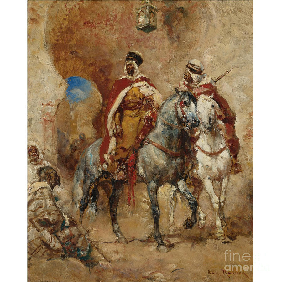 Arab Horsemen Before A City Gate Painting by Celestial Images