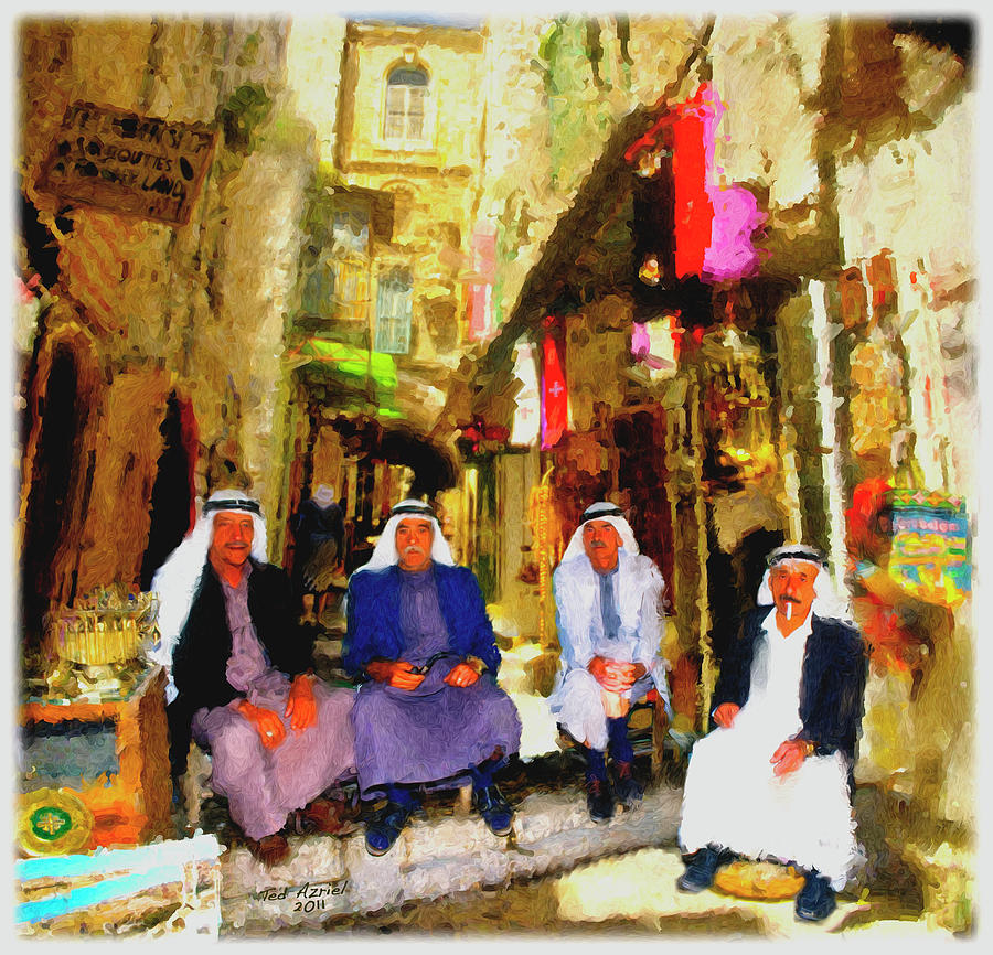 Arab Merchants Of Jerusleum Painting by Ted Azriel