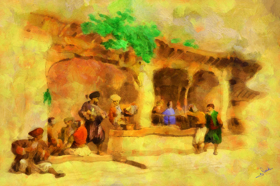 Arabian cafe z Painting by George Rossidis