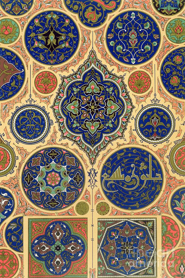 Pattern Drawing - Arabian Decoration plate XXVII from Polychrome Ornament by Albert Charles August Racinet