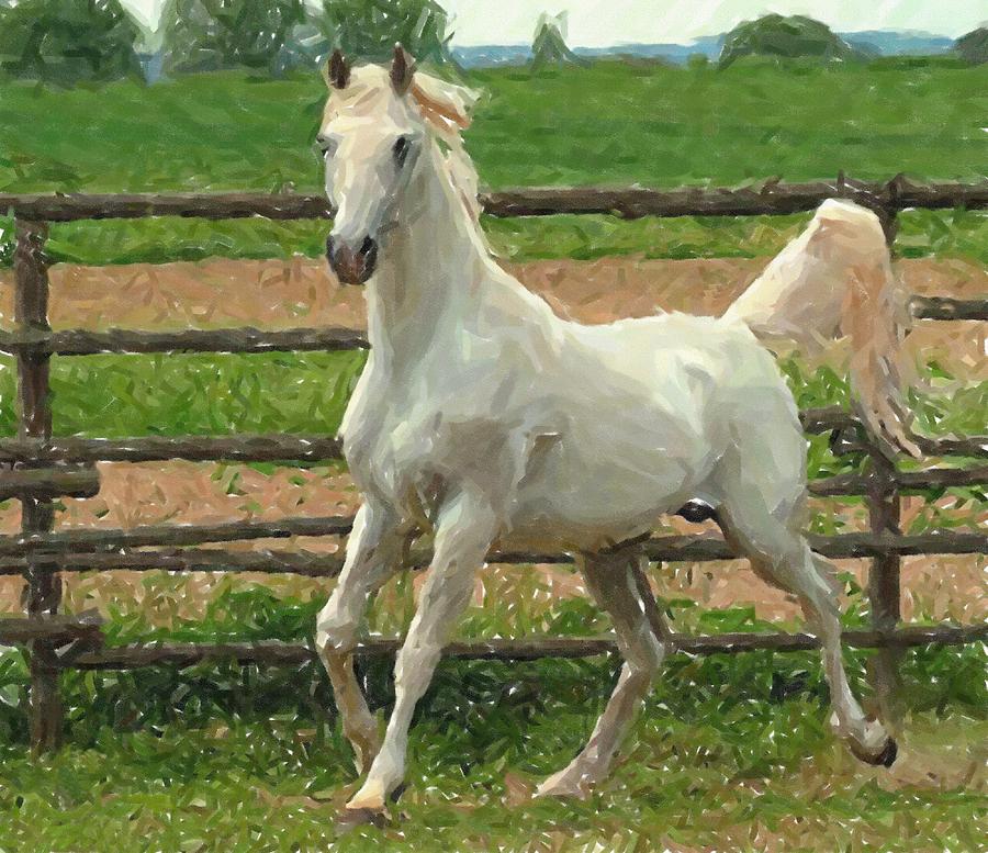Arabian Horse Portrait In Pastels Pastel by Olde Time  Mercantile