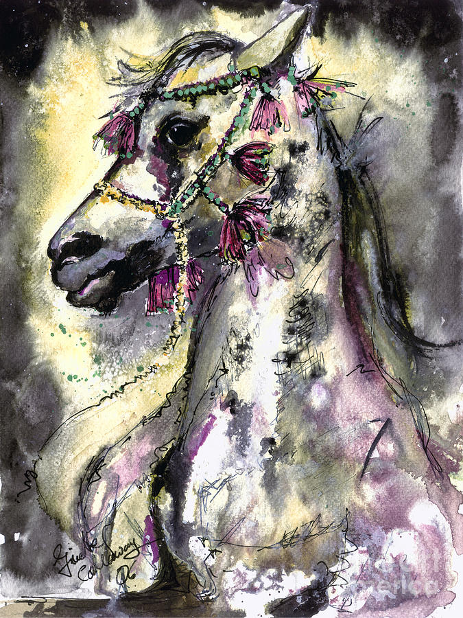 Arabian Horse with Headdress Painting by Ginette Callaway
