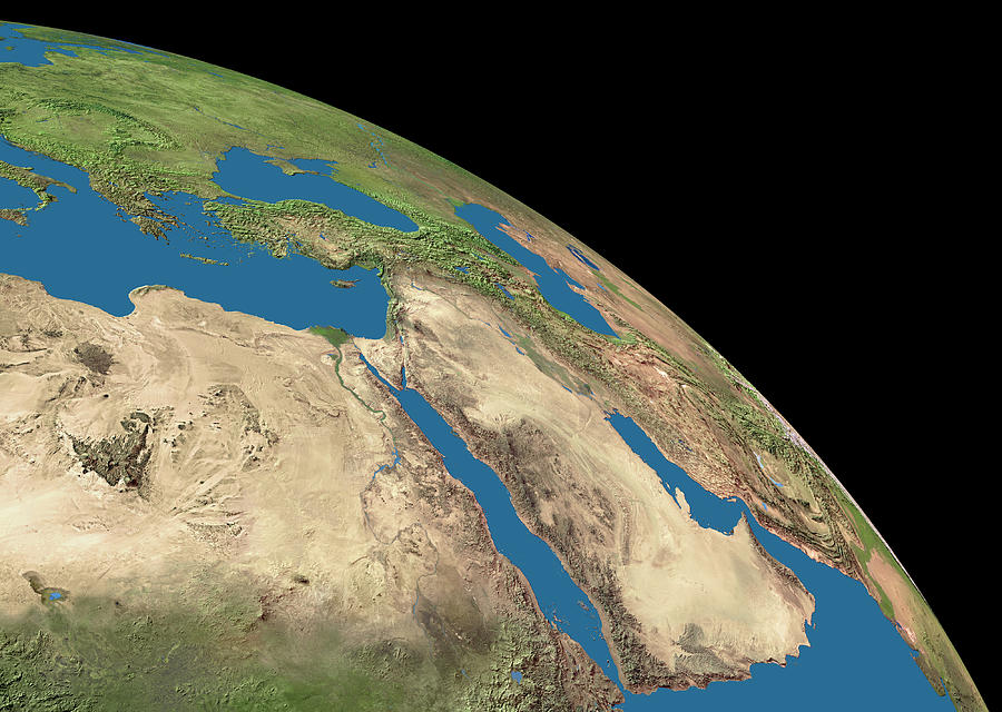 Arabian Peninsula And Egypt by Worldsat International/science Photo Library