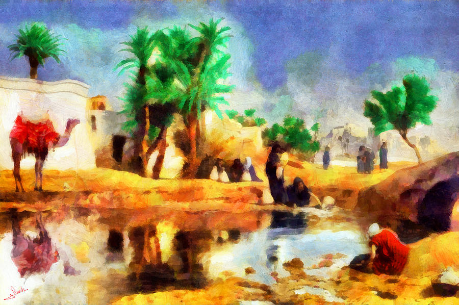 Arabian rural life Painting by George Rossidis