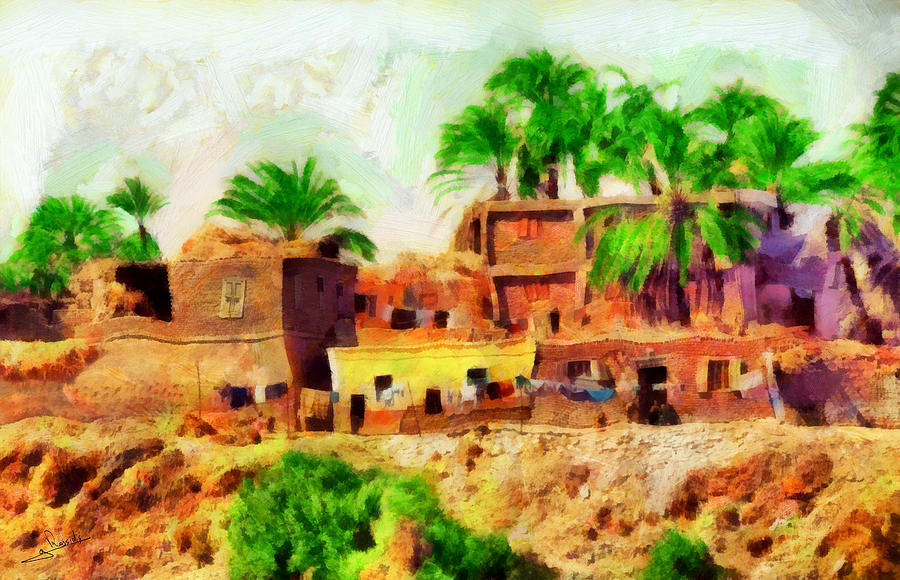 Arabian rural village Painting by George Rossidis