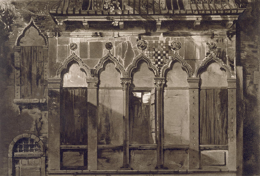 Window Drawing - Arabian Windows, In Campo Santa Maria by John Ruskin
