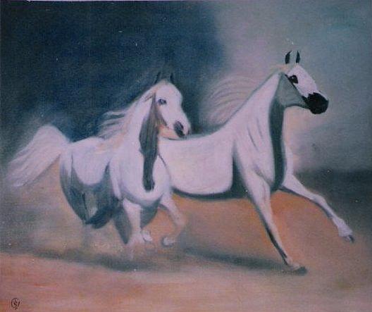 Horses Painting - Arabian horses by Rami Besancon Horses Painting - Arabian horses by Rami Besancon