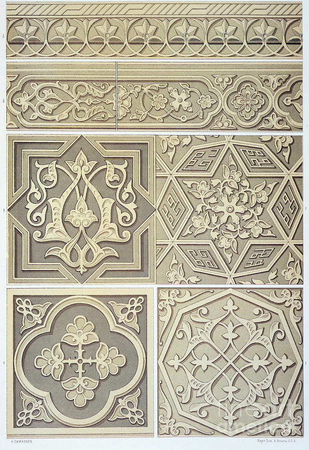 Arabic tile designs  Drawing by Anonymous