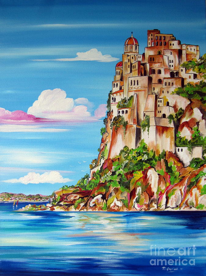 Castle Painting - Aragonese Castle Ischia Island Naples Italy by Roberto Gagliardi