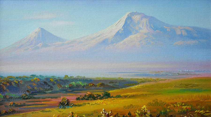 Ararat Painting - Araratian field and Ararat by Meruzhan Khachatryan