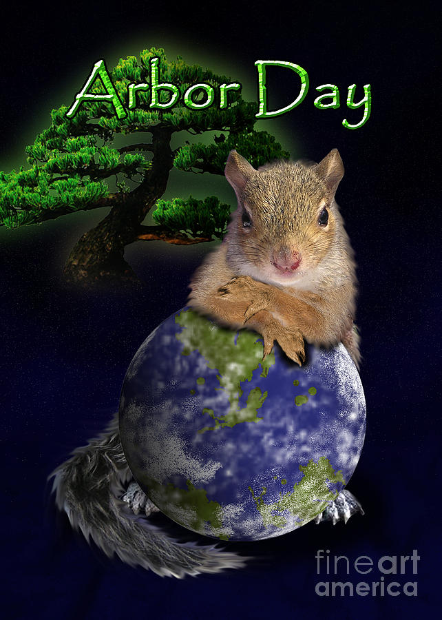 Nature Photograph - Arbor Day Squirrel by Jeanette K