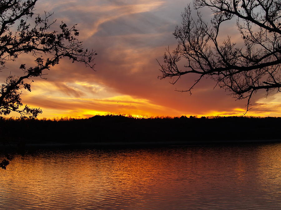 Arbuckle Lake at Sunset Photograph by John Rohloff