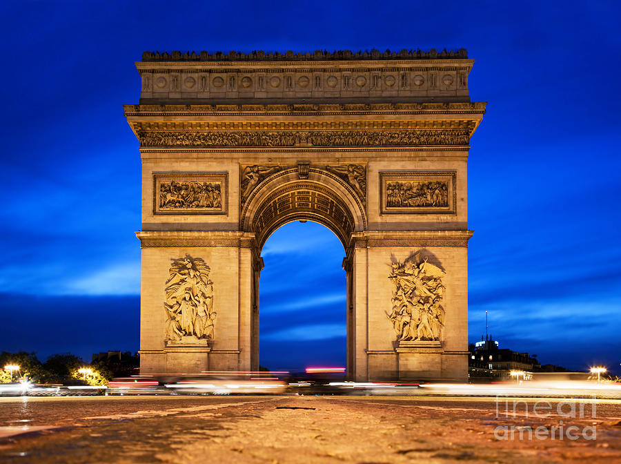 Arc de Triomphe at night Paris France  Photograph by Michal Bednarek