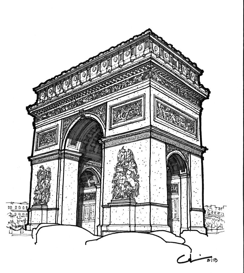 Arc de Triomphe Drawing by Calvin Durham