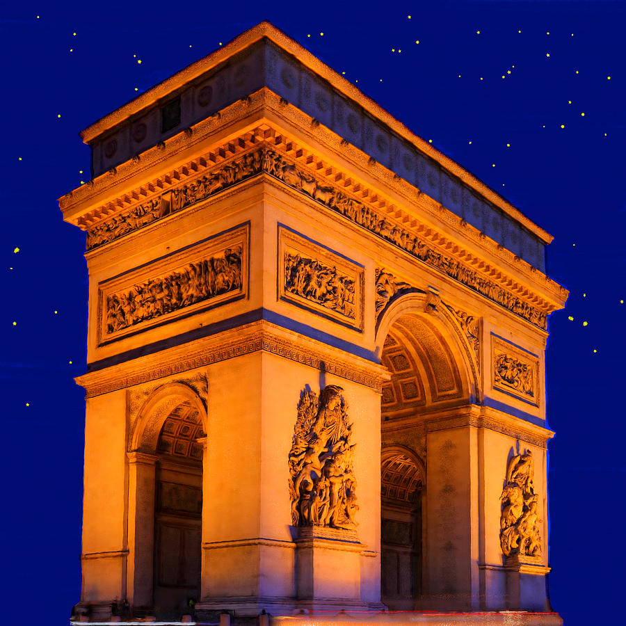 Arc Triomphe at Night in France Painting by Bruce Nutting