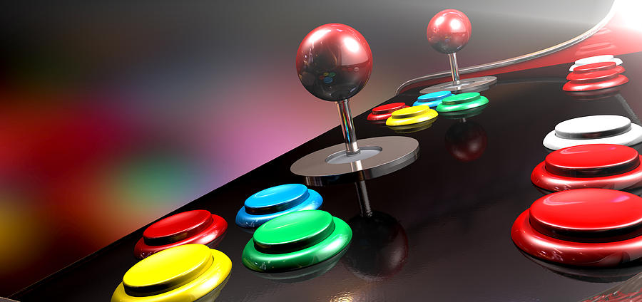 Vintage Digital Art - Arcade Control Panel With Joystick And Buttons by Allan Swart