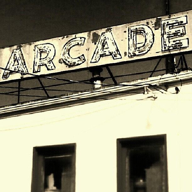 Vintage Photograph - #arcade #play #vintage #retro #sign by Niki Crawford