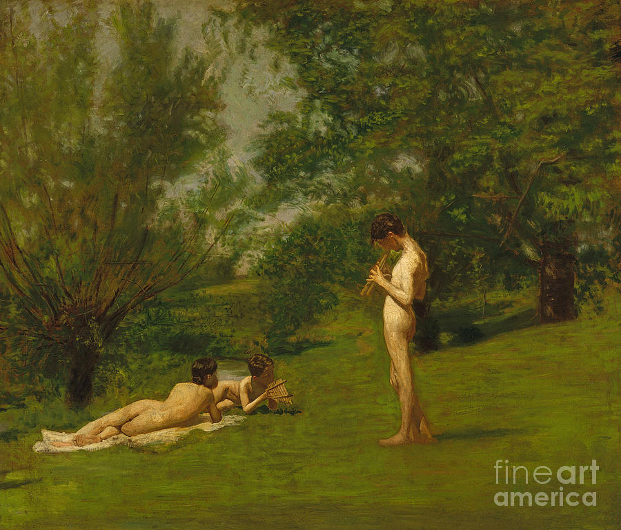 Nude Painting - Arcadia circa 1883 by Thomas Cowperthwait Eakins