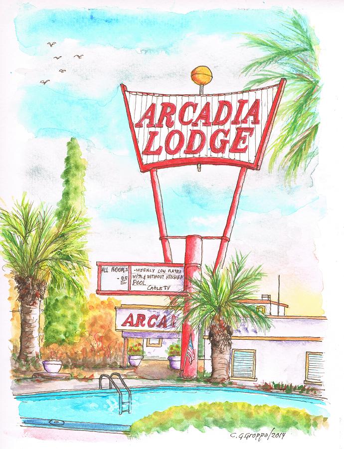 Architecture Painting - Arcadia Lodge in Route 66 Andy Devine Ave., Kingman, Arizona by Carlos G Groppa