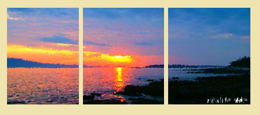 Arcadia Maine Sunset Panels Painting by Bruce Nutting