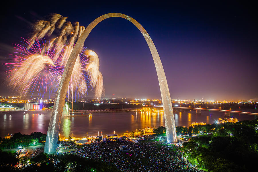 Arch Fireworks 2 Photograph by Bradley  Blackburn