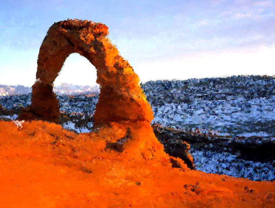 Arch in Utah a la Neo-pointillism Painting by Bruce Nutting