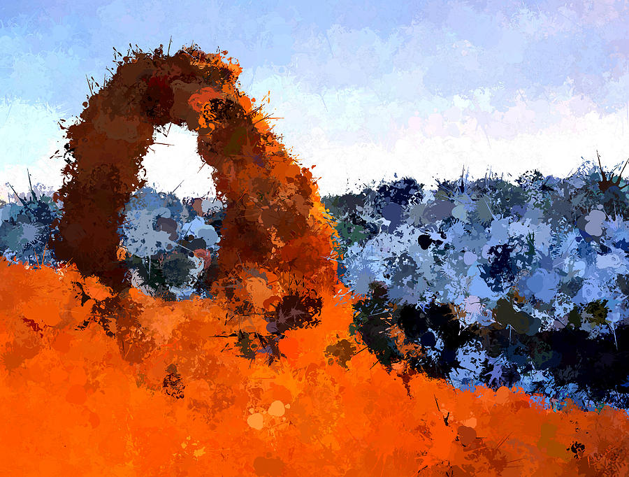 Arch in Utah a la Paint Splattng Painting by Bruce Nutting