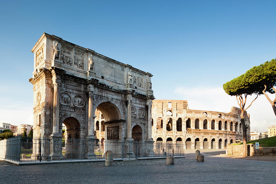 Arch Of Constantine And Colosseum Photograph by Jorg Greuel