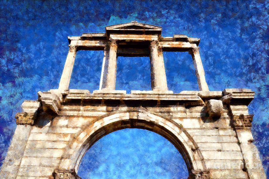 Arch of Hadrian Painting by George Atsametakis
