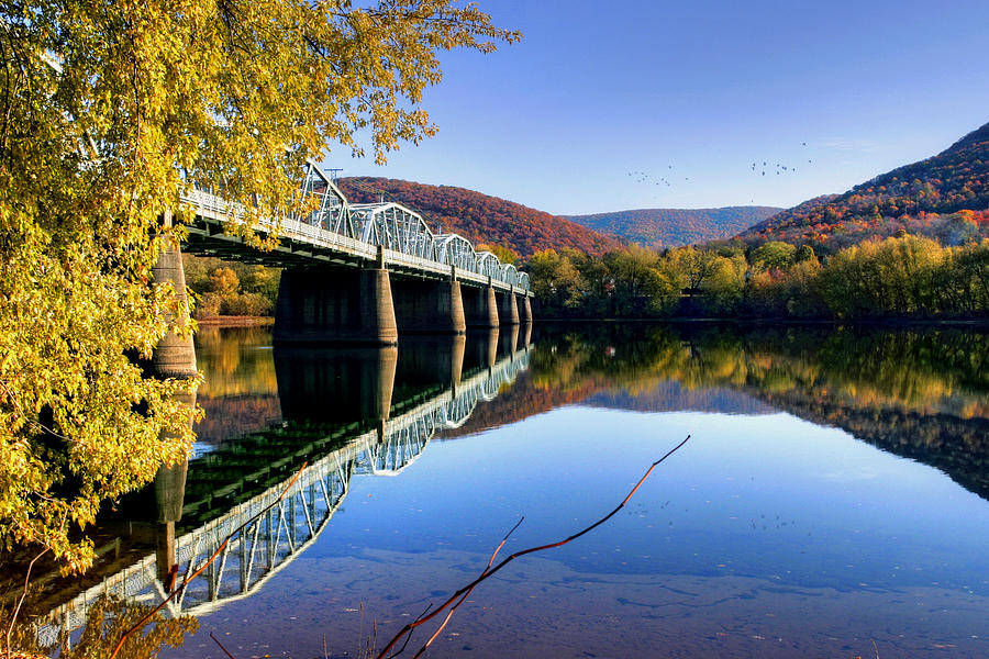 Fall Photograph - Arch Street Bridge In Autumn by Gene Walls