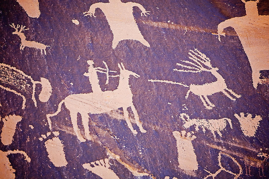 Archaic Petroglyphs At Newspaper Rock Photograph by Buddy Mays