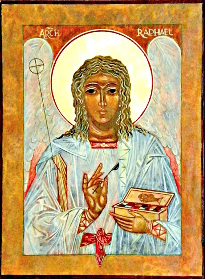 Icons Painting - Archangel Raphael by Fr Richard G Cannuli OSA