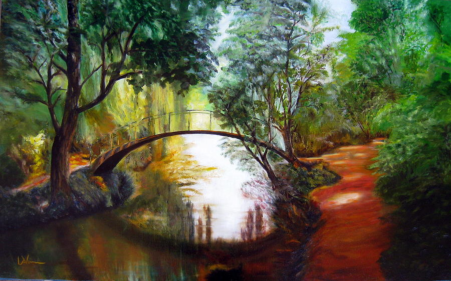 Nature Painting - Arched Bridge over Brilliant Waters by LaVonne Hand