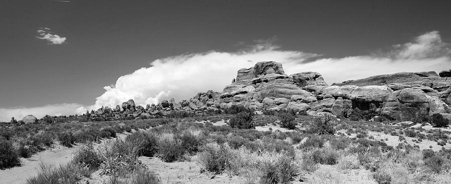 Arches Panorama 1 BW Photograph by Mary Bedy
