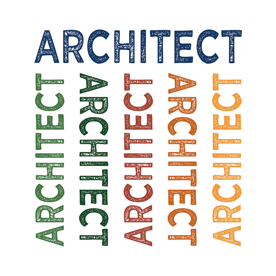 Typography Digital Art - Architect Cute Colorful by Flo Karp