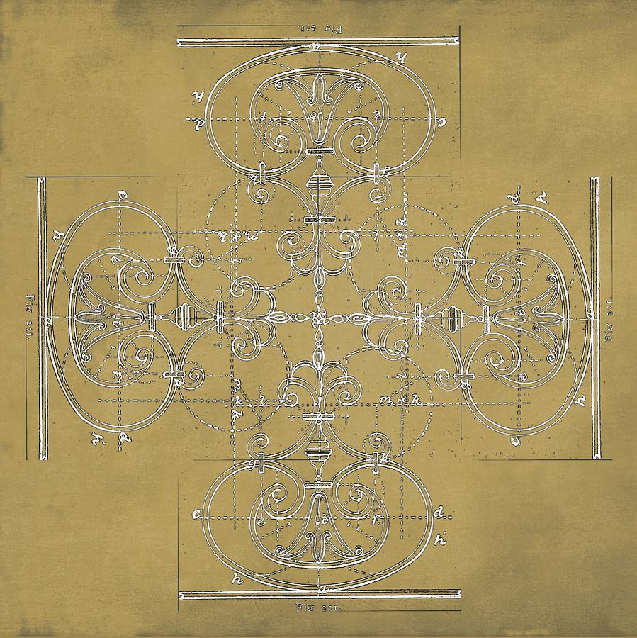 Maltese Cross Blueprint Sepia Photograph by Suzanne Powers