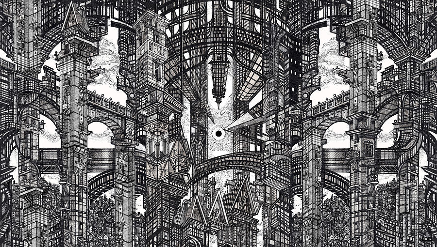 Architectural Utopia 31 Drawing by Serge Yudin