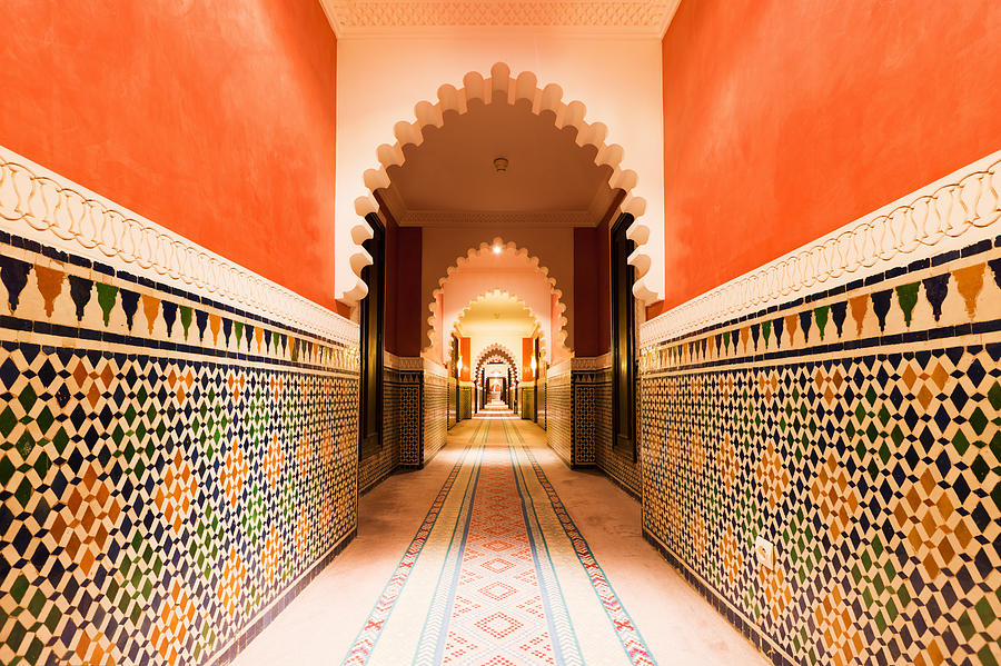 Architecture Moroccan Archway with Ornamental Tiles Interior Design Photograph by Mlenny