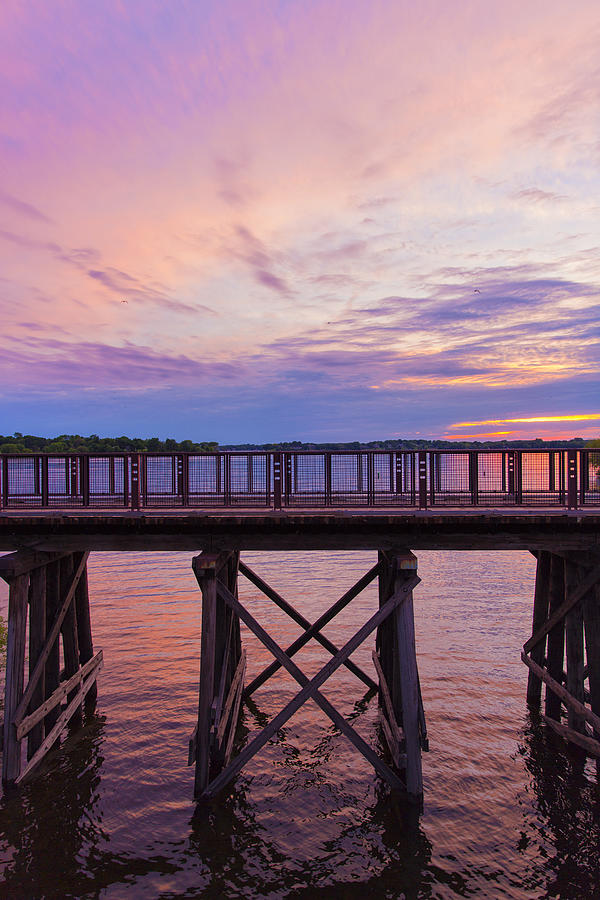 Arcola Bridge - Purple Sunset Photograph by Bill and Linda Tiepelman