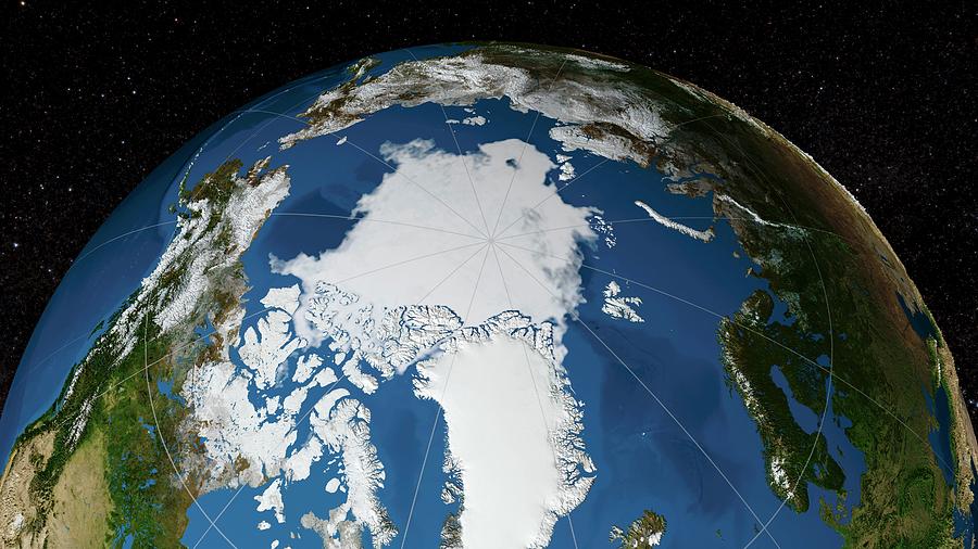 Arctic Ice Minimum Extent Photograph by Nasas Scientific Visualization Studio/helen-nicole Kostis/science Photo Library