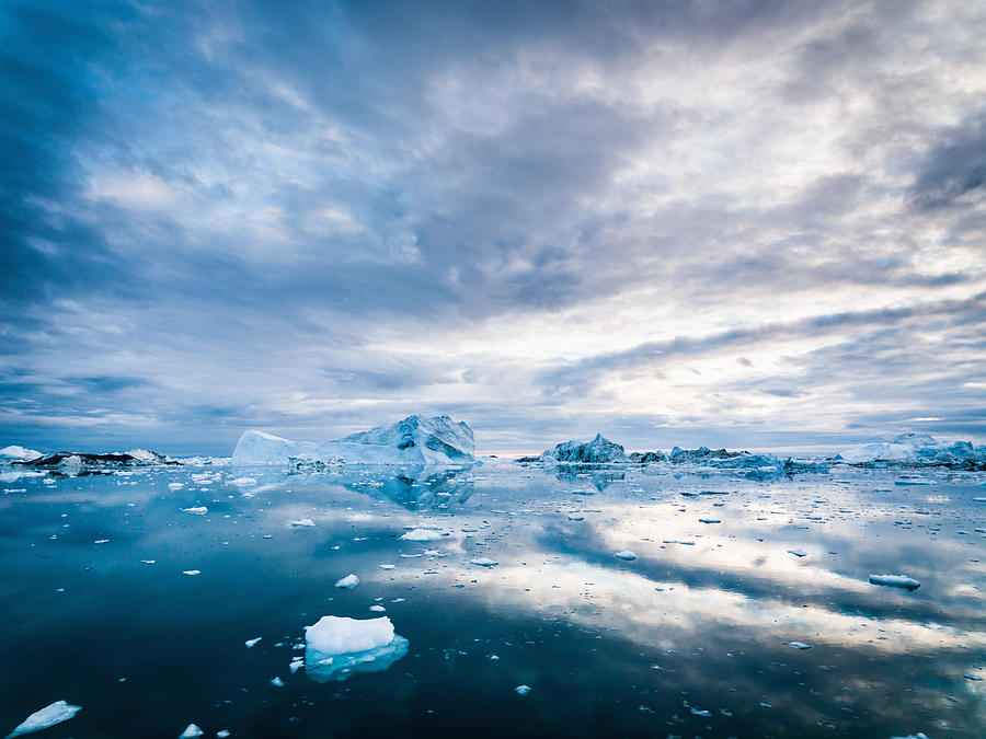Arctic Icebergs Greenland Ilulissat Ice Fjord Morning Sunrise Photograph by Mlenny