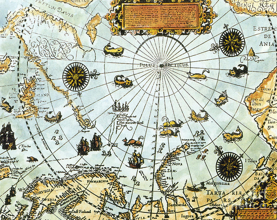 Arctic Map By William Barents 1588 Photograph by Science Source