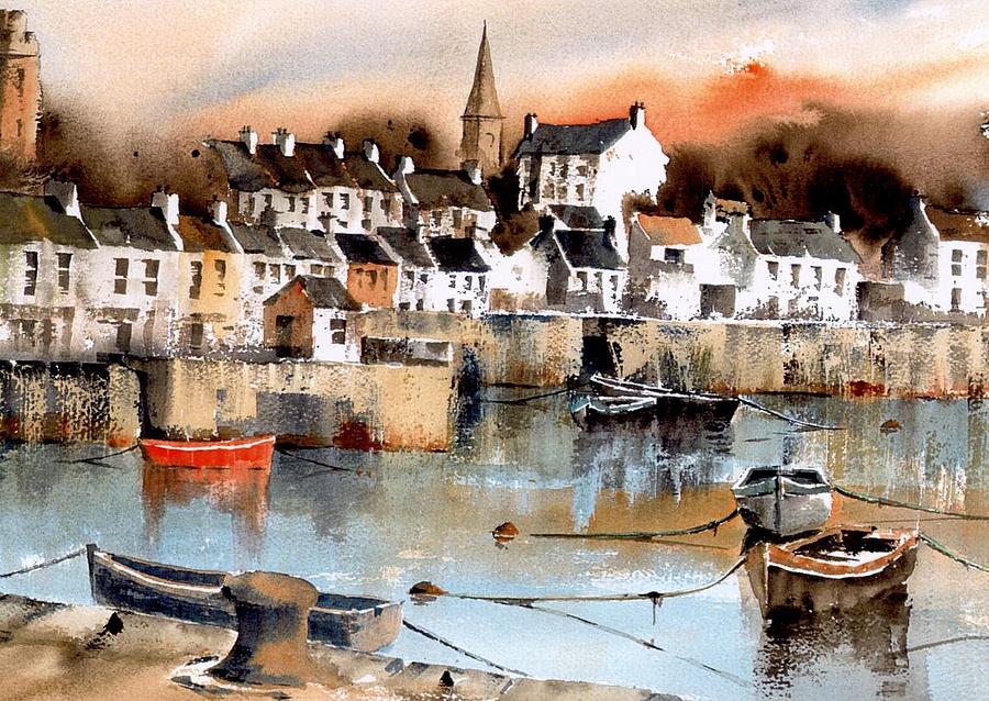 Ardglass Harbour County Down Painting by Val Byrne