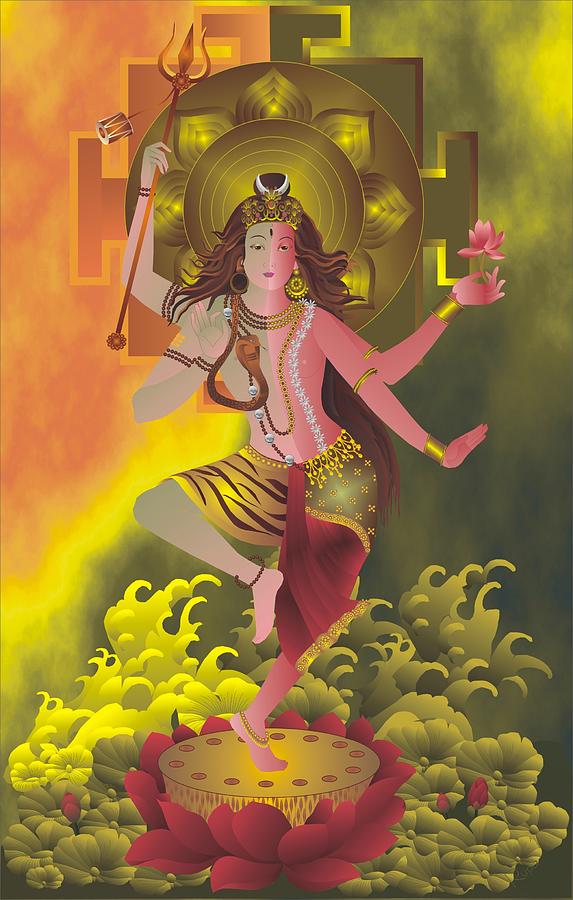 Shiva Painting - Ardhanareeswara  by Rupa Prakash