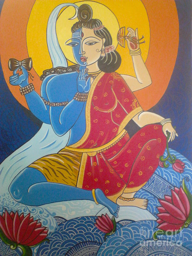 God Painting - Ardhanarishwhara by Mangala Shenoy