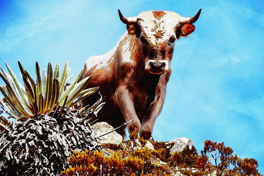 Ox Painting - Are You Talking To Me? by Inspirowl Design Ox Painting - Are You Talking To Me? by Inspirowl Design
