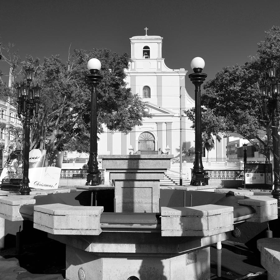 Arecibo Church and Plaza B W Photograph by Ricardo J Ruiz de Porras