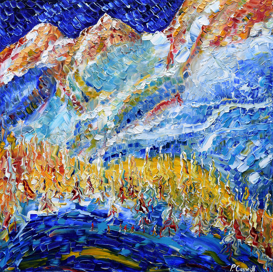 Argentiere Near Chamonix Ski Scene  Painting by Pete Caswell